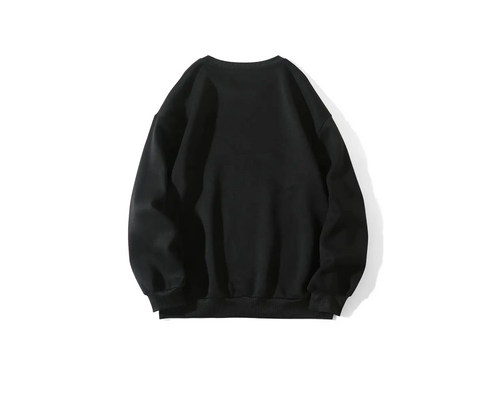 Siyah Painias Baskılı Oversize Bisiklet Yaka Sweatshirt