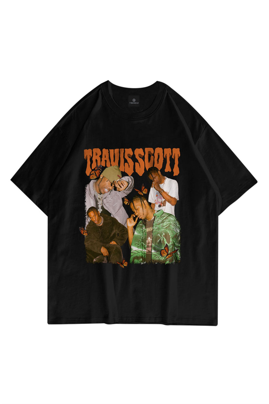 Unisex Butterfly Travis Scott Siyah Tshirt