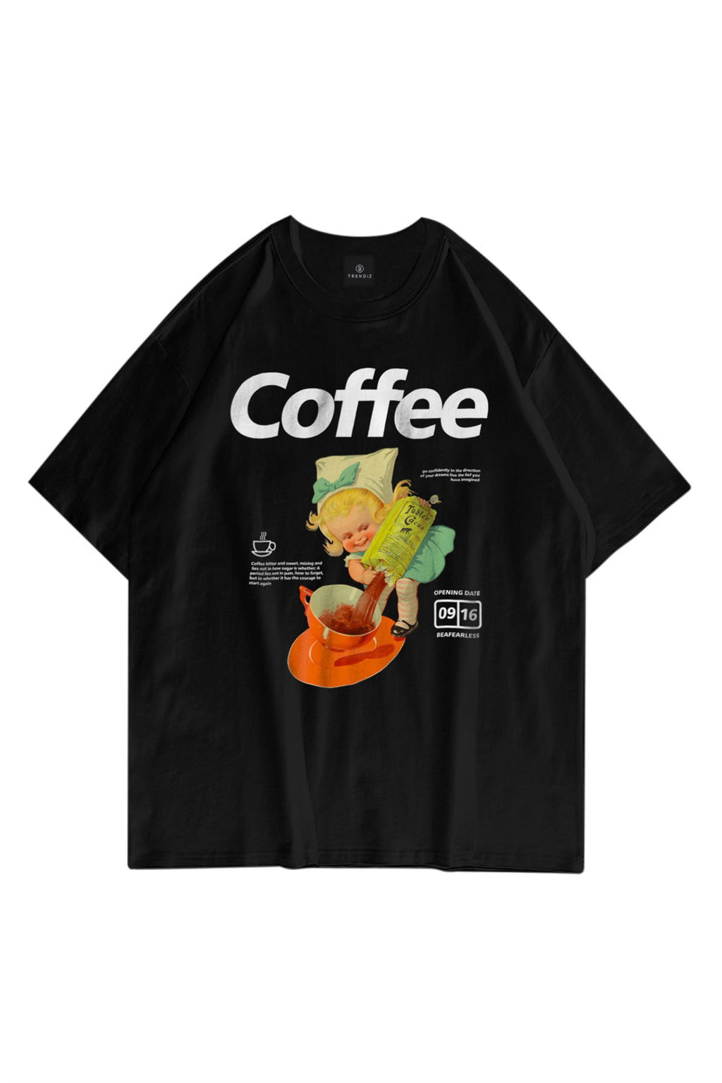 Unisex Coffee Siyah Tshirt