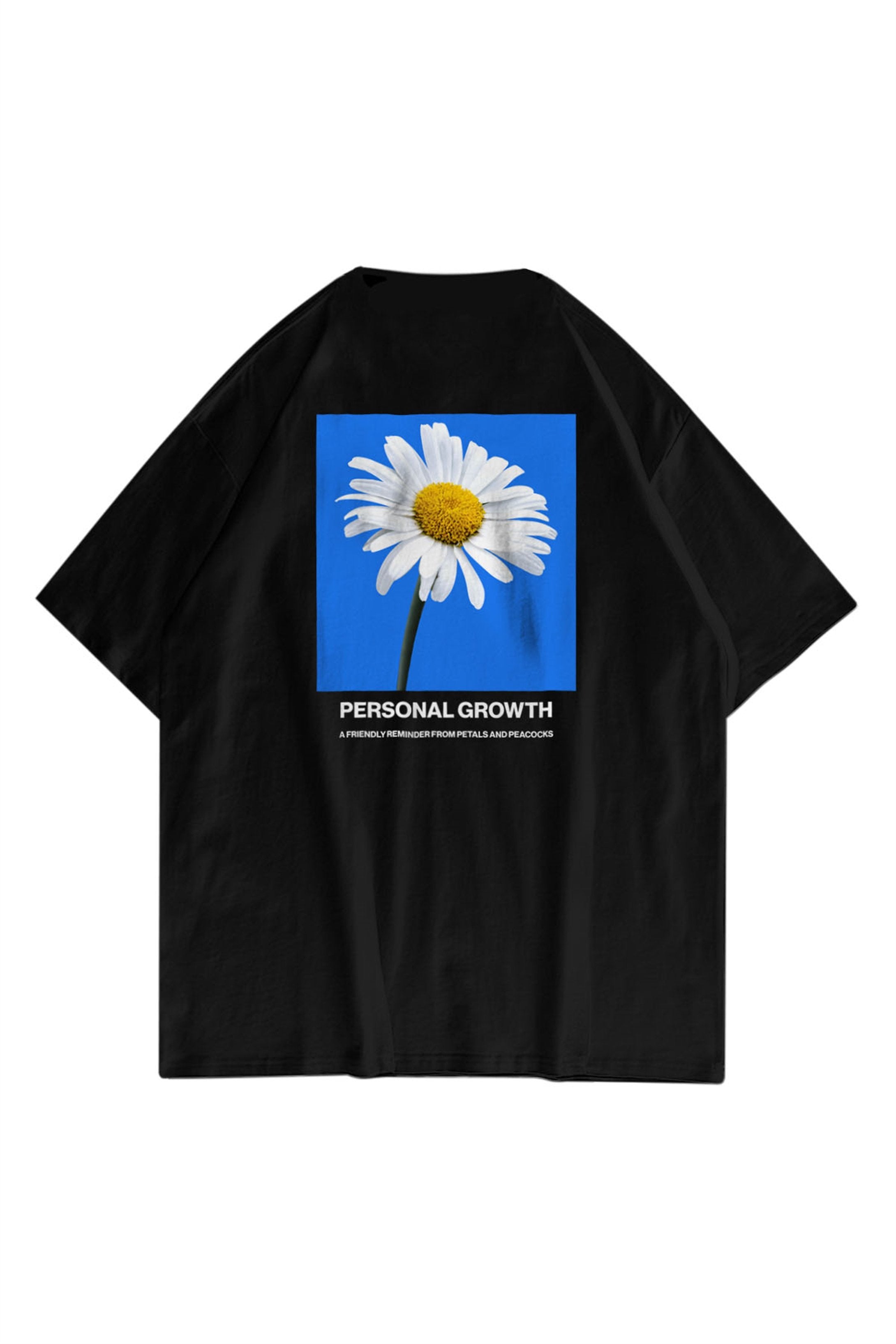 Unisex Papatya Siyah Tshirt