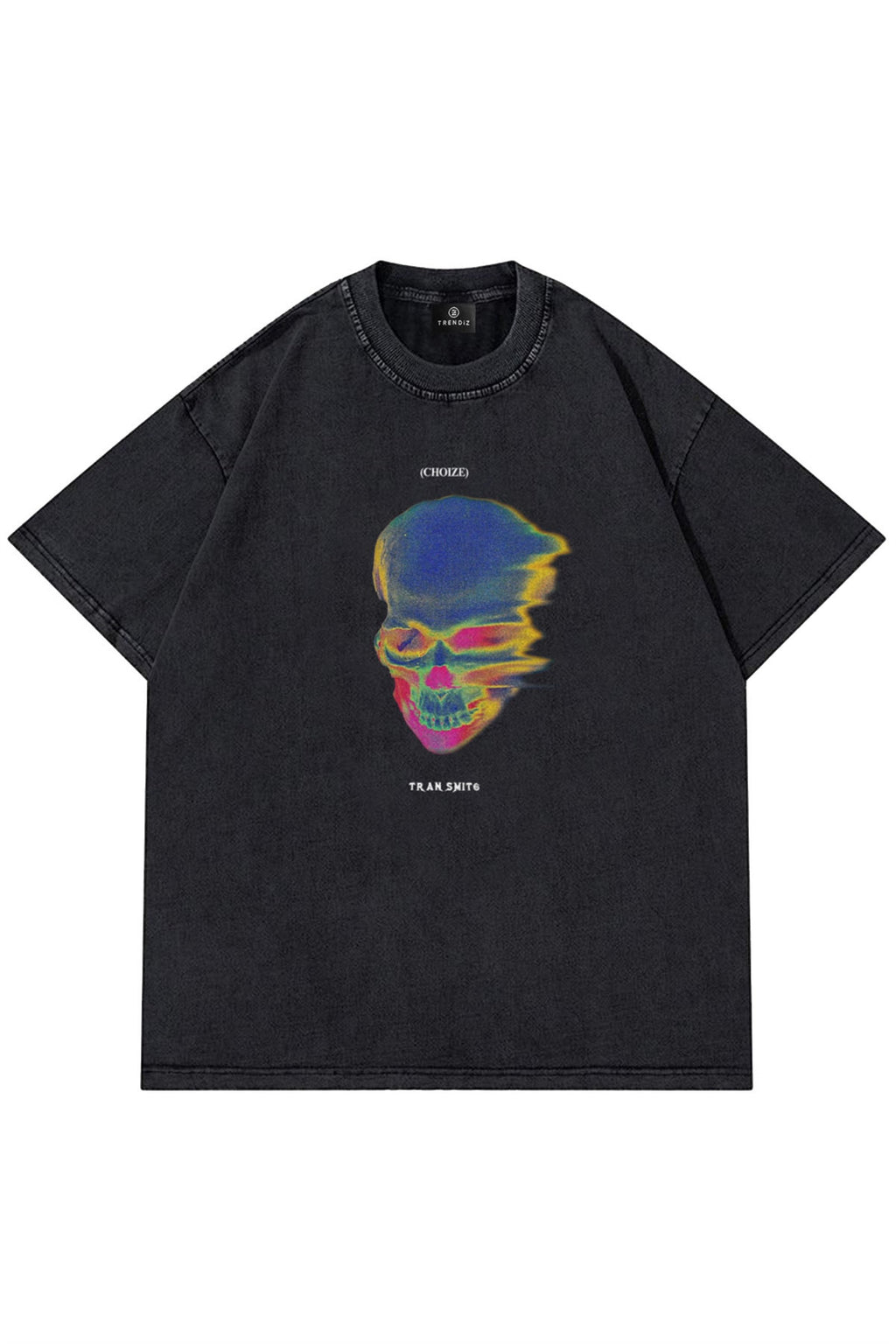 Unisex Thermal Skull Yıkamalı Antrasit Tshirt