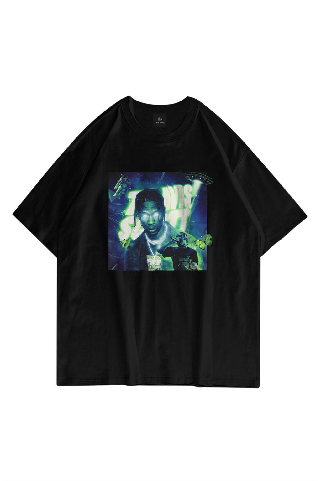 Unisex Ufo Travis Scott Siyah Tshirt