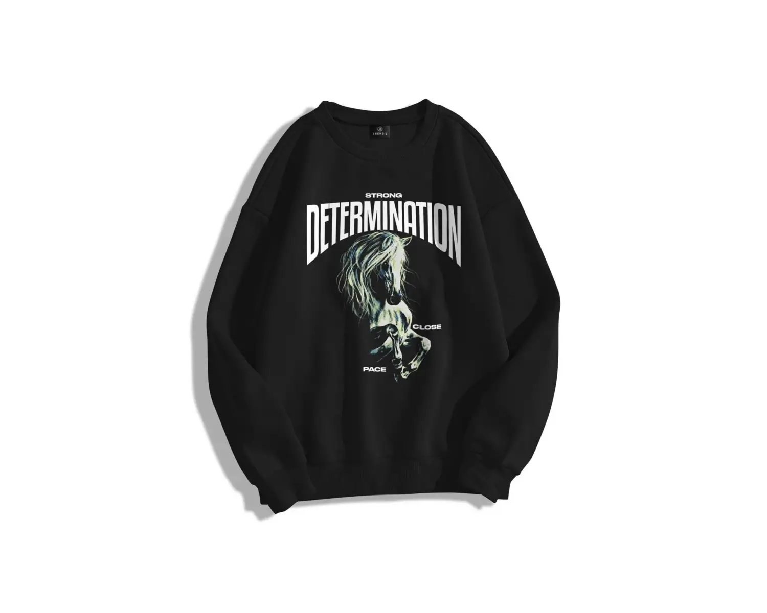 Unisex Determination Bisiklet Yaka Sweatshirt Siyah
