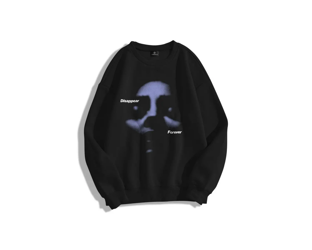 Unisex Disappear Forever Bisiklet Yaka Sweatshirt Siyah
