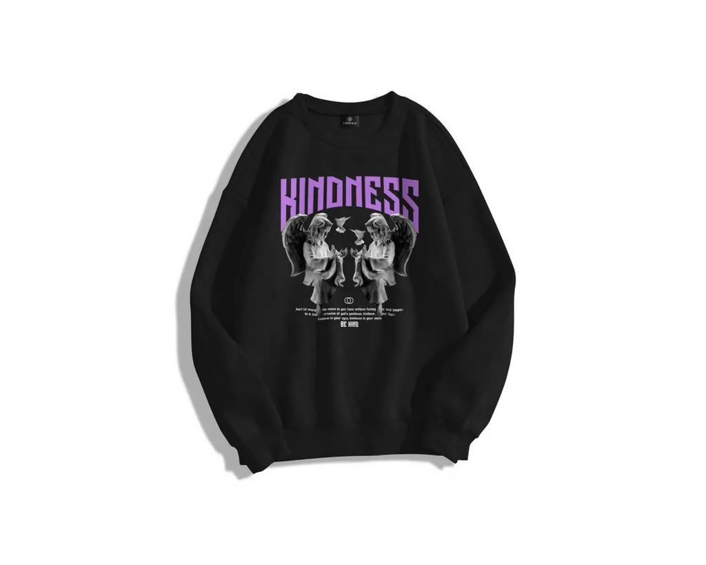 Unisex Kindness Bisiklet Yaka Sweatshirt Siyah